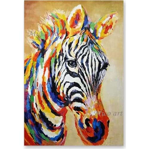 Hand-painted Zebra Picture Wall Decor Art Modern Abstract Animal Oil Painting Textured Wall Artwork For Children Room Decoration