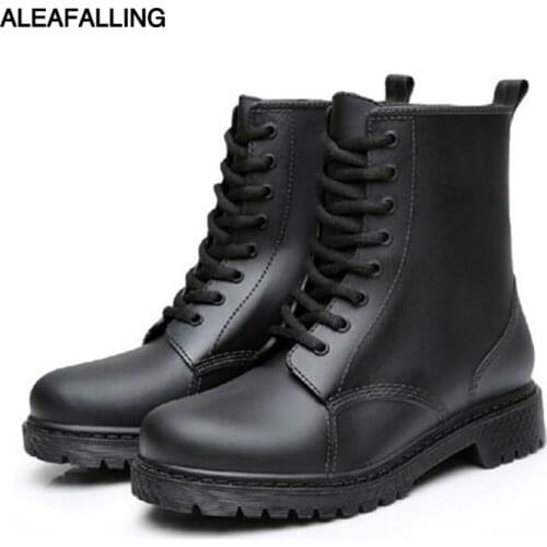 Aleafalling Cowboy Mens Waterproof Rain Boots Mujer Rubber Lace-up Short Ankle Boots Non-slip Rainboots Shoes Mature Botas M002