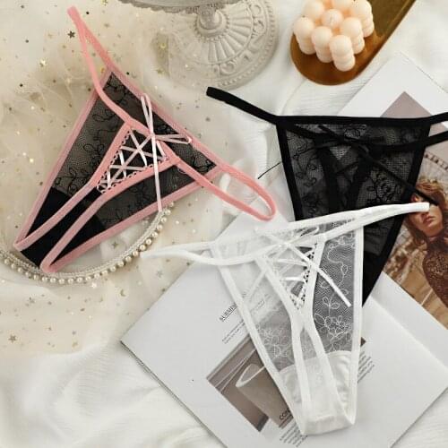Sexy Clothing Lace Thongs Womens Bandage Design Perspective Female Low Waist Attractive Skin-Friendly Erotic G-String Knickers