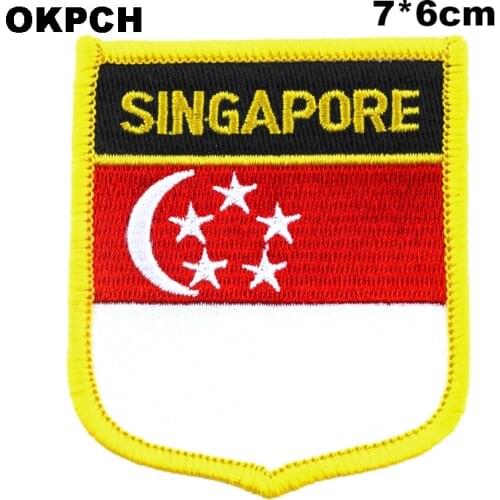 Singapore Flag sew on patches embroidery patches sequins iron on patches for clothes diy clothing decoration PT0192-S
