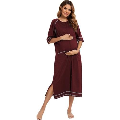 Loose Long Maternal Pajamas Woman Summer Home Clothes for Pregnant Women Pajama Dress Pregnancy Sleepwear Breastfeeding Nightwea