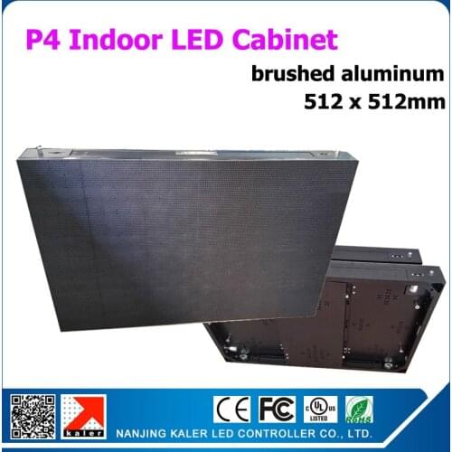 TEEHO Indoor Common Brushed Aluminum Led Display Cabinet Size 512x512mm P4 LED Video Billboard Rental Led Display
