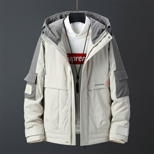 High Quality White Duck Down Jacket Men 2021 Brand New Patchwork Jacket Mens Thick Warm Hooded Coat Windbreaker Jackets Coats