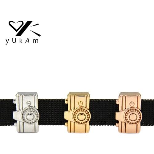 YUKAM Sliders Jewelry PHOTOGRAPHY Camera Slide Charms Keeper for Leather Stainless Steel Mesh Keeper Bracelet Accessories Making