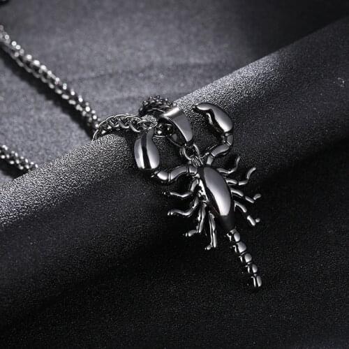 On The Neck Jewelery Accesorios Gifts Goth Scorpion Pendant Necklace For Women Men Black Gold Silver Color Stainless Steel Chain