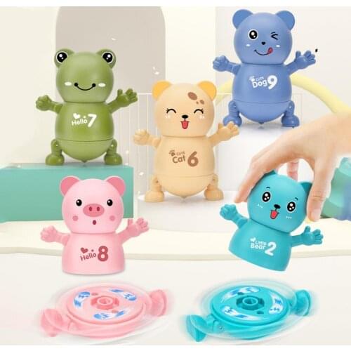 Funny Spinning Top Fast Rotating Cartoon Animals Detachable Educational Rotation Spinning Top Toy Competitive Games for Kids