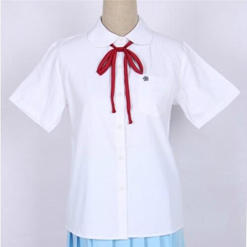 Female school uniform shirt 2019 new style spot Japan orthodox JK uniform short-sleeved round neck white shirt embroidery