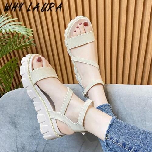 2021 suede sandals for women with ankle buckle flat platform for women with non-slip outdoor shoes for women with beach shoes