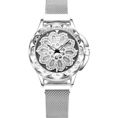 1Set Luck Bracelet Lady Gift Full Diamond Womens Wristwatch Dress Accessories Rotating Dial Discounts Product Cheap Wrist Watch