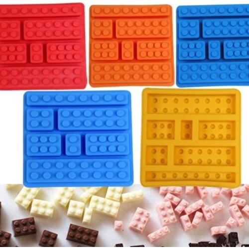 1PCS 7Hole Lego Brick Blocks Shaped Rectangular DIY Chocolate Silicone Mold Ice Cube Tray Cake Tools Fondant Moulds