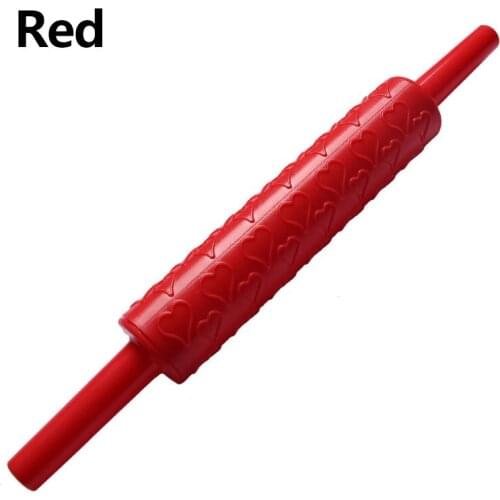 1 Pcs Plastic Heart Flower Pattern Rolling Pin Craft Decorating Baking Cookies Dough Roller Non-Stick Embossing Mold DIY Baking