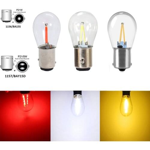 1pcs Universal Glass Housing Car LED Light Reverse Bulbs CanbusTurn Signal Lamp Led White Red Yellow Brake Lights 12V DC