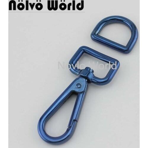 10-20sets Blue Color 19mm 3/4" powerful swivel snap hook+Closed D ring,blue swivel clasp hooks hardware hook clasp