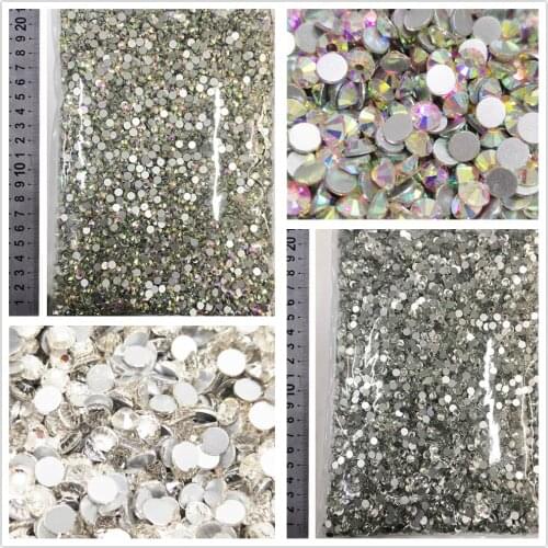 Ss3-ss50 bag Wholesale Crystal Clear AB стразы Non hot fix Flat Back Glitter straa Rhinestones For Nail Arts Decorations