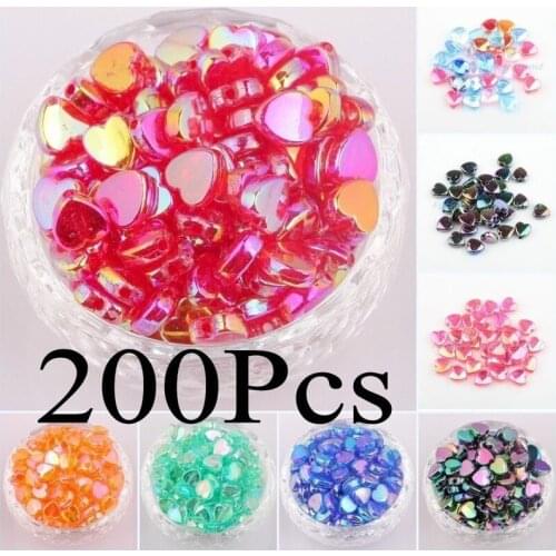Lots 200pcs 8x4mm AB Color Heart Spacers Acrylic Beads For Jewelry Making Needlework Wholesale Diy Bracelet Accessories Making