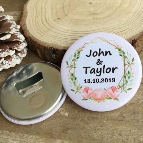 30pcs Custom Personalized name date Bottle Opener Refrigerator magnet Souvenirs Wedding Favor Gifts Advertising Promotion Gifts