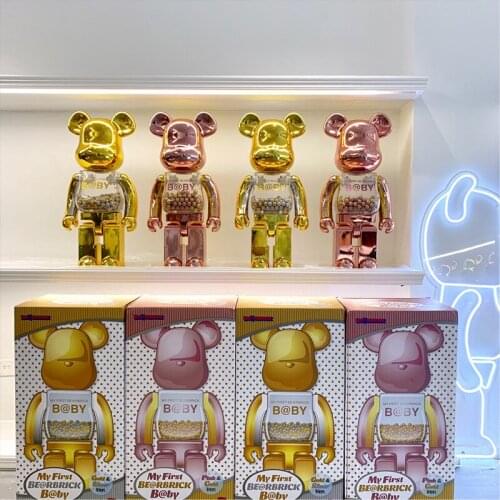 400% 28cm Bearbricklys Bear@bricklys Action Figures Block Bear Pvc Model Figures Children Gifts Diy Paint Dolls 11inchkids Toys