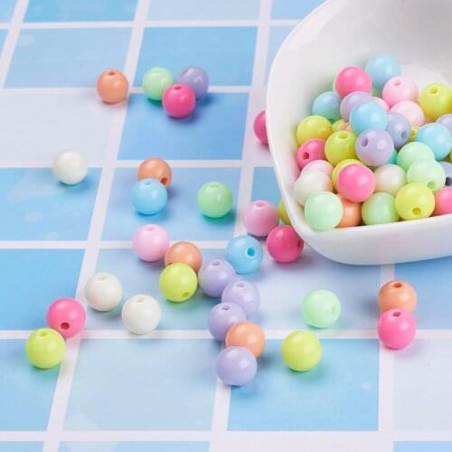 8mm 10mm 12mm 14mm 20mm Mixed Color Round Solid Chunky Acrylic Ball Beads For Jewelry Making DIY Hole: 1.5-3mm