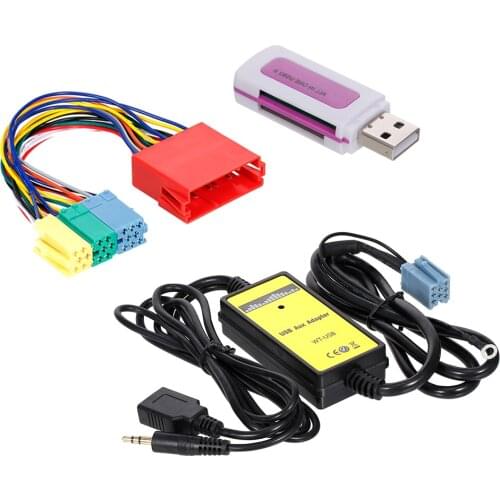 Car CD Adapter Audio Interface MP3 AUX USB SD Mini CD Converter Replacement for Volkswagen Skoda Golf Passat