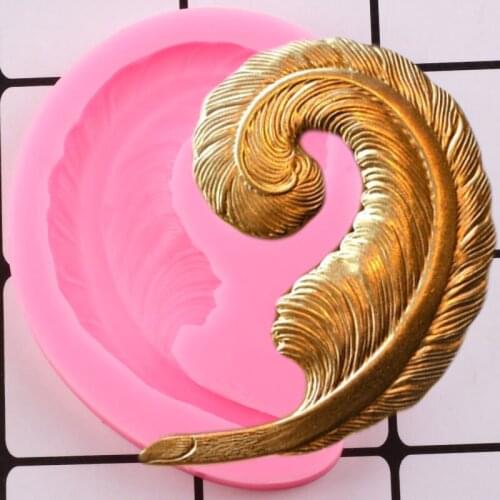 Large Feathers Plume Silicone Mold Leaves Wedding Cupcake Topper Fondant Cake Decorating Tools Candy Chocolate Gumpaste Moulds