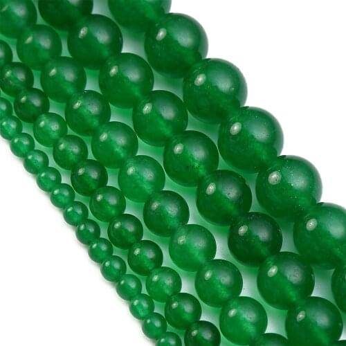 Green Jades Natural Stone Loose Beads for Jewelry Making Accessories 4 6 8 10 12 14mm Necklace Bracelet DIY