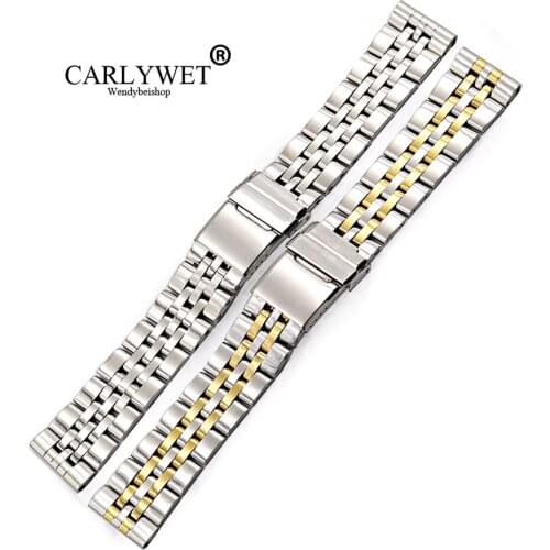 CARLYWET 22 24mm Wholesale Silver Two Tone Gold Stainless Steel REPLACEMENT Wrist Watch Band For AEROSPACE PANERAI Omega