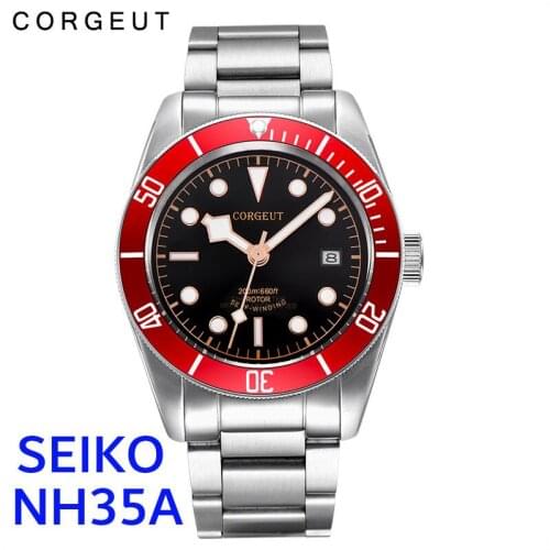 Corgeut Watch Top Brand Waterproof Japan NH35 Automatic Mechanical Wristwatch Full Steel Sapphire Calendar Business Male Clock