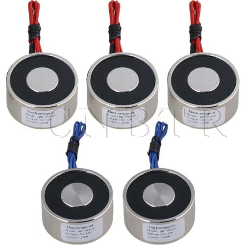 CNBTR 5PCS Metal 55 LB 25kg Electric Lifting Magnet Holding Electromagnet 12V DC 250N