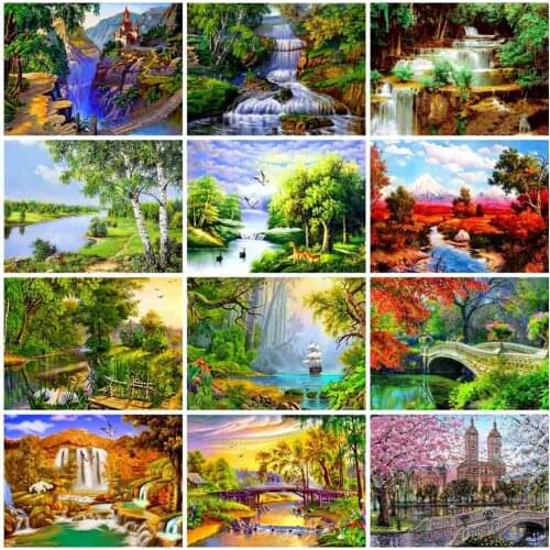 EverShine Diamond Painting Landscape Full Square Diamond Embroidery Lake Picture Mosaic Rhinestone Art Home Decoration