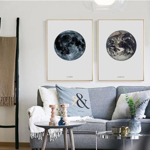Graphic Art Print Poster The Moon And Earth Wall Art Nordic Canvas Painting Modern Picture Home Living Room Decoration