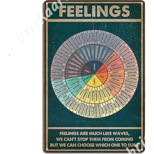 Wheel Of Feelings Emotions Chart Square Metal Signs Club Bar Wall Decor Club Home Designing Tin sign Posters