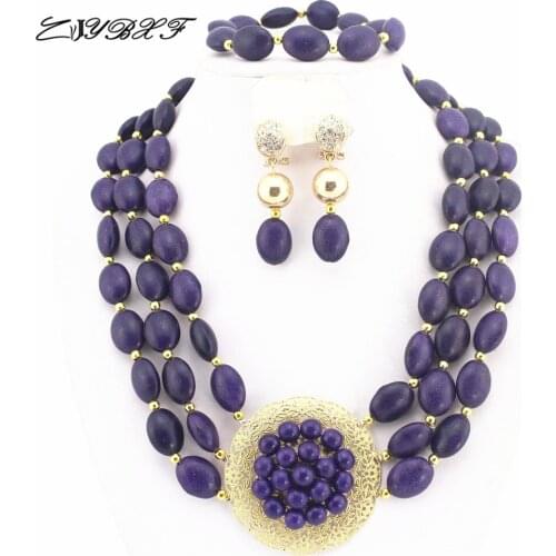 Dark Purple African 2019 Beads Jewelry Sets Nigerian Wedding African Beads Jewelry Sets Free Shipping HD0180