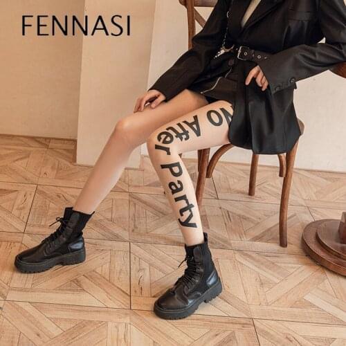 FENNASI Tights Women Thigh High Cool Girl Letter Printing Unbreakable Spring And Summer Ultra-Thin LeggingsTights