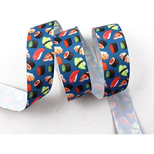 Sushi printed grosgrain ribbon Decorative Ribbon Gift Packing Patchwork Handmade 16mm 22mm 25mm 38mm 57mm 75mm