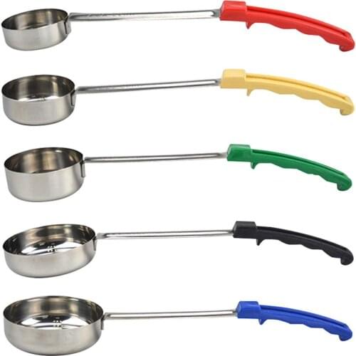 Stainless Steel Sauce Spoon with Long Rubber Handle Anti-Hot Flat Bottom Cake Pizza Kitchen Cooking Supplies