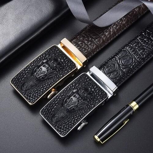 Peikong Luxury Brand Automatic Designer Belts Genuine Leather With Alligator For Men High Quality Male Waist Fashion Belt Wide