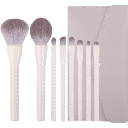 8PCS Makeup Brush Set Frosted Copper Eye Shadow Brush Eyebrow Foundation Powder Brush Fan-shaped Makeup Brush Cosmetic Kit