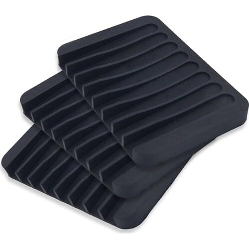 3 Pack Silicone Shower Soap Dish Set, Soap Saver Holder, Rectangle Concave Black