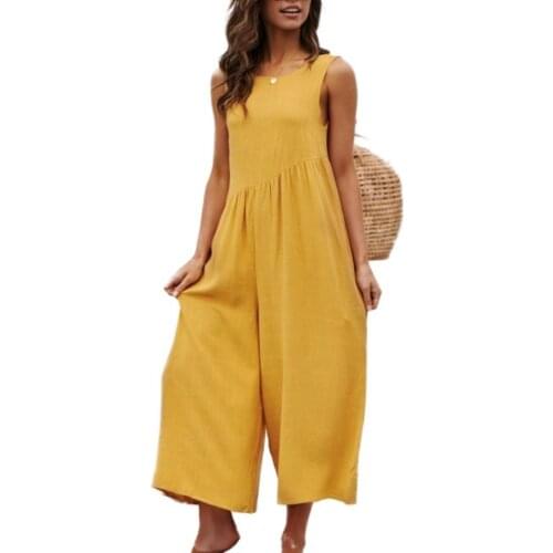 Asymmetrical Jumpsuit Patchwork Pleated Wide Leg Sexy Open Back Jumpsuit Streetwear Women Sleeveless Casual Baggy Tank Jumpsuit