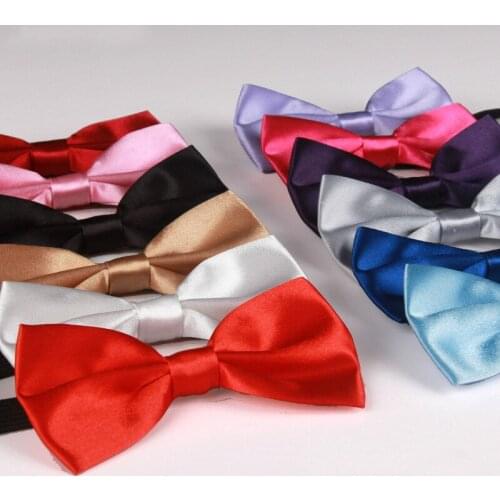 New fashion designer high quality Single men bow tie polyester silk solid wedding 100pcs/lot