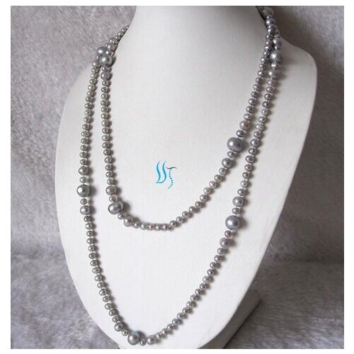 52" 4-10mm Gray Graduated Freshwater Pearl Necklace Strand Cultured Jewelry