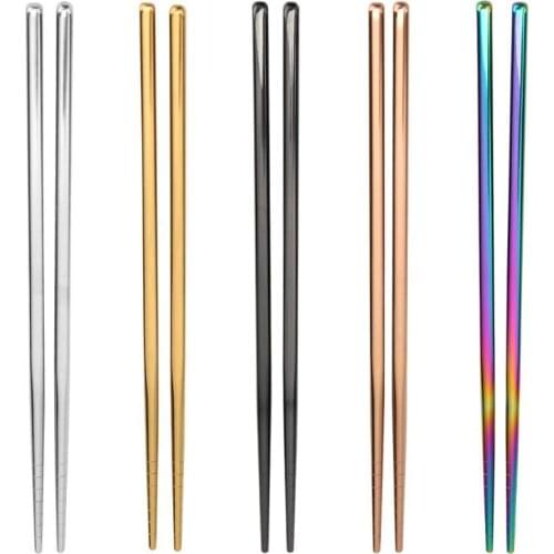Chopstick Metal Chopsticks 1 Pair Multicolor 21cm Reusable Gift Wedding Party Supplies Sushi Stainless Steel Chopsticks