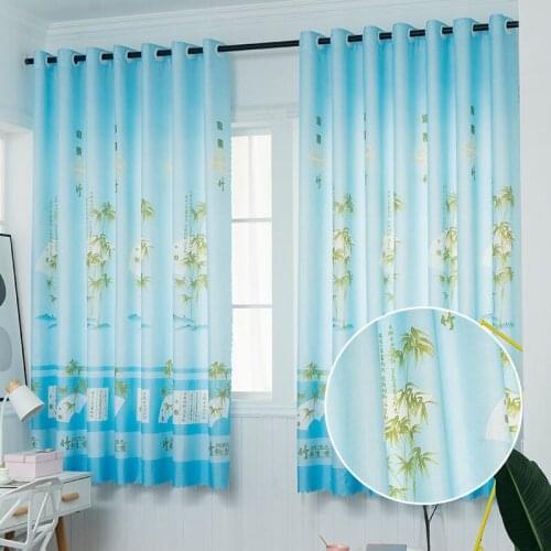 1pcs Pastoral Style Perforated Printed Curtain Thin Bedroom Living Room Balcony Floor-to-ceiling Window Shade Cloth Top F8306