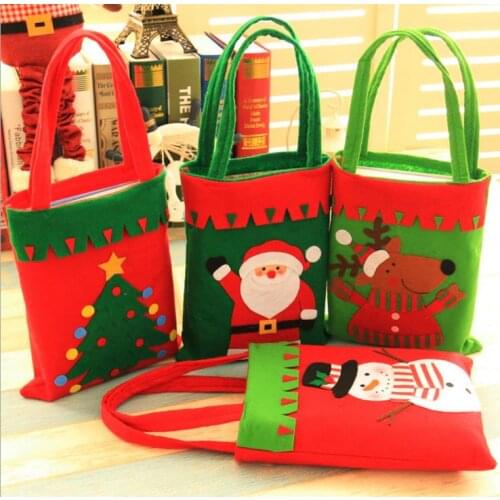 Christmas Gift Bag XMAS Sweet Treat Candy Handbag Personalised Santa Snowman Elk Christmas Tree bags New Year Party Decor