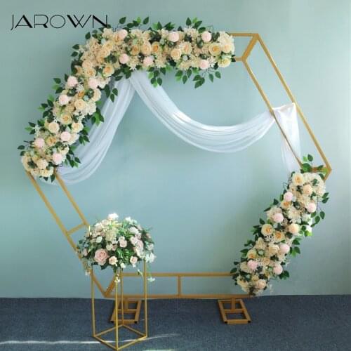 JAROWN Wrought Iron Hexagonal Arch Frame Wedding Stage Background Flower Decoration Home Party Screen Decor