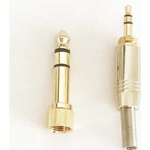 2pcs Gold 6.3mm 1/4" Male plug to 3.5mm 1/8" Female Jack +3.5mm Male Plug Stereo Headphone Audio Adapter Sping