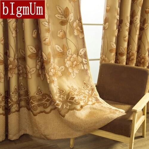 Luxury Natural Embroidered Floral Windows Curtains For Living Room Bedroom Polyester Europe Style Window Treatments Curtains