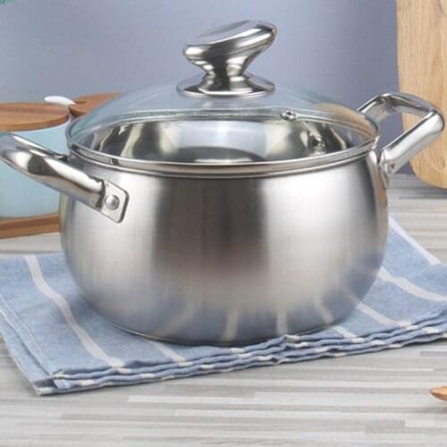 Thick Stainless Steel Pearl Soup Pot Tube Ear Double Handle Soup Pot Induction Cooker Stainless Steel Kitchen Pot Set
