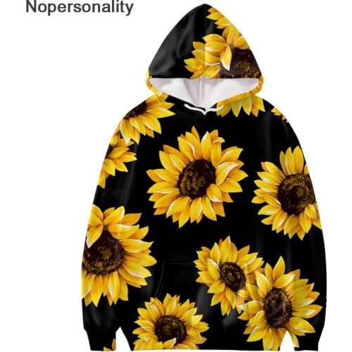 Nopersonality Hoodies Women Sunflower Print Sweatshirts Ladies Slim Pullovers Hoody for Females Autumn Hoodie Steetwear