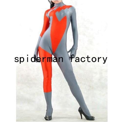 Adult Woman Red And Grey Sexy Unitard Costume Lycra Spandex Gymnastics Catsuit Halloween Party Bodysuit